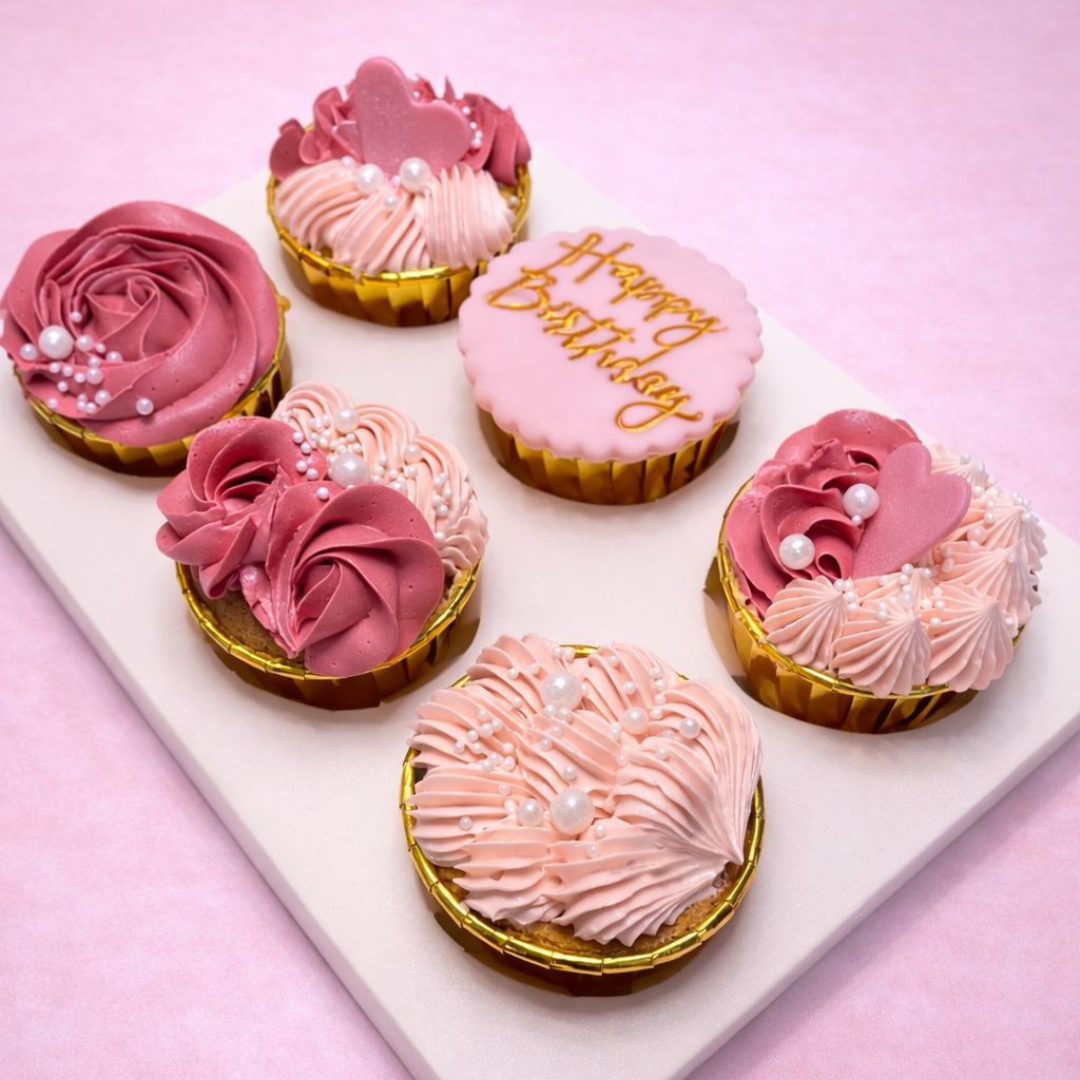 6pcs Pink - Celebration Cupcakes