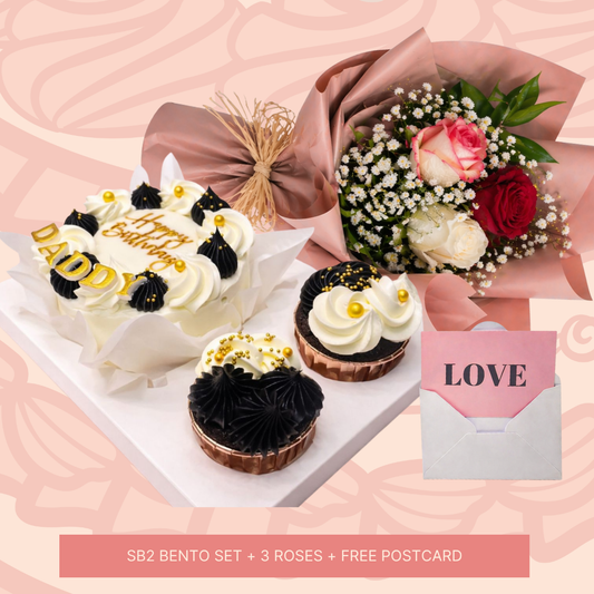 SB2 Bento Set + 3 Roses + Postcard