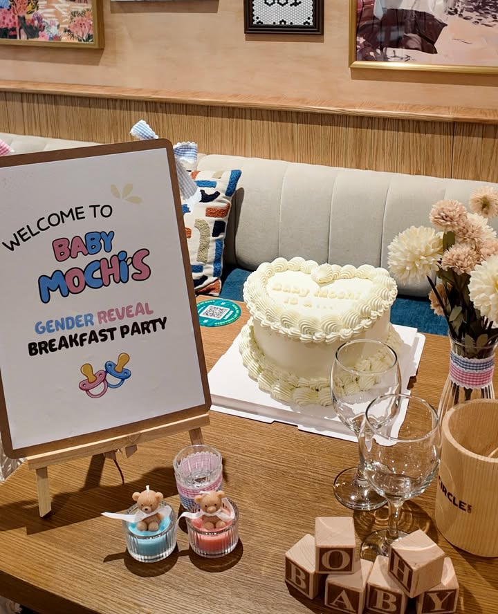 8" White Gender Reveal Heart Cake