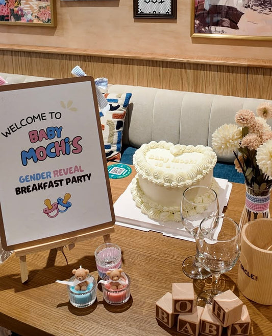 8" White Gender Reveal Heart Cake