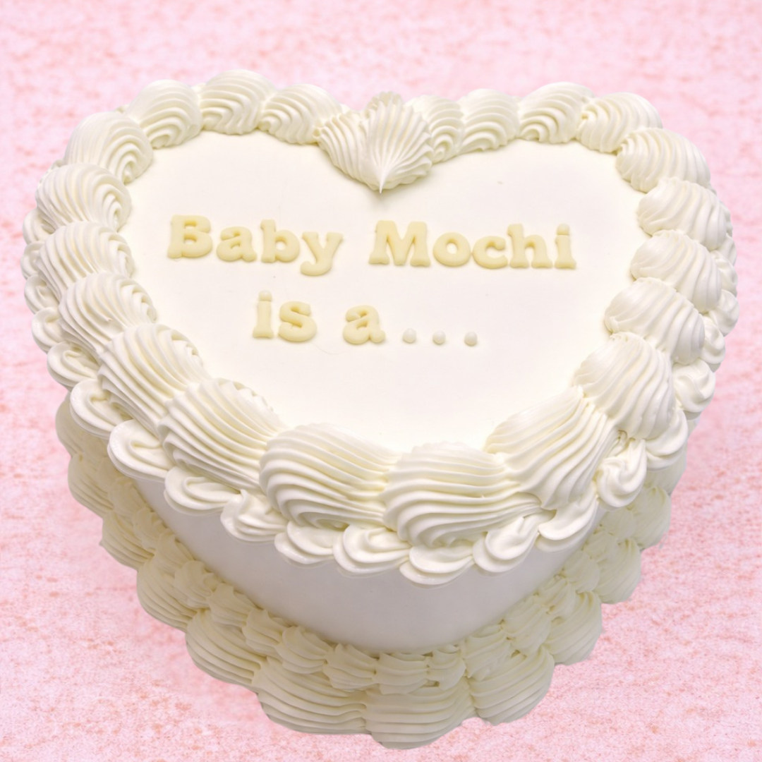 8" White Gender Reveal Heart Cake
