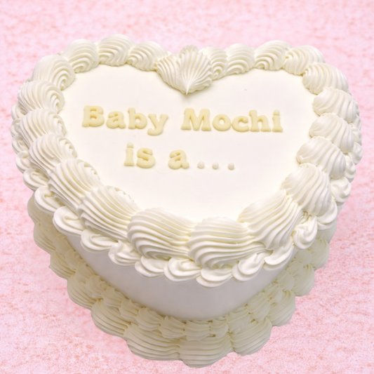 8" White Gender Reveal Heart Cake